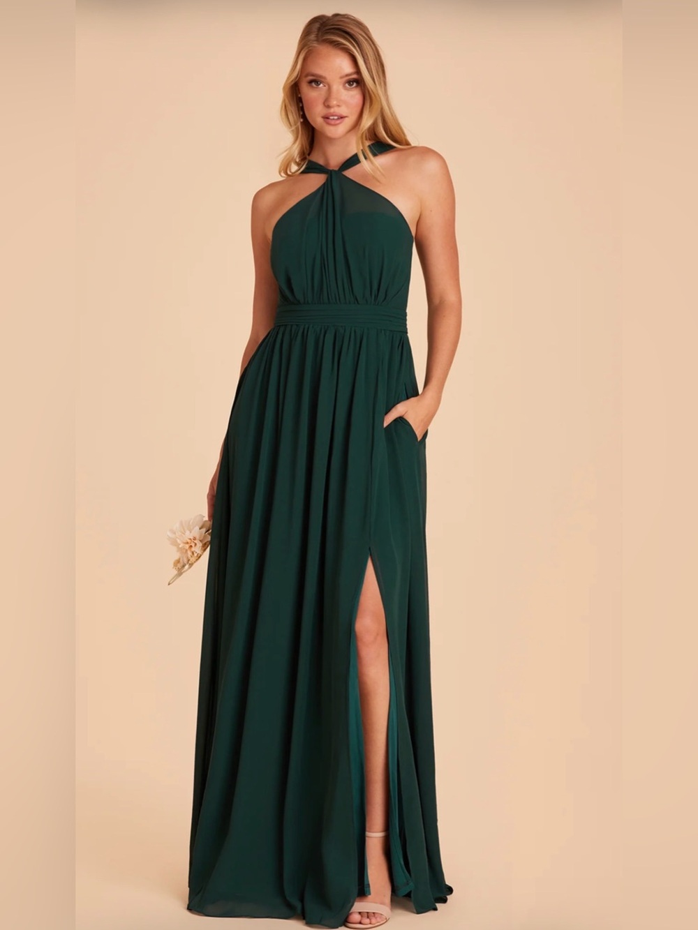 Birdy Grey Kiko Chiffon Dress Emerald Green XXL Bridesmaid Maxi